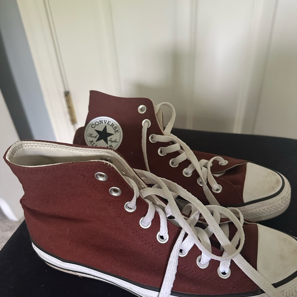 Converse Burgundy and White High-Tops